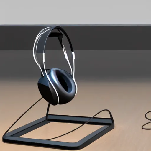 Image similar to headphone stand!!!!, futuristic, techno, cyberpunk, product design, 3 d render, concept, fun, swag