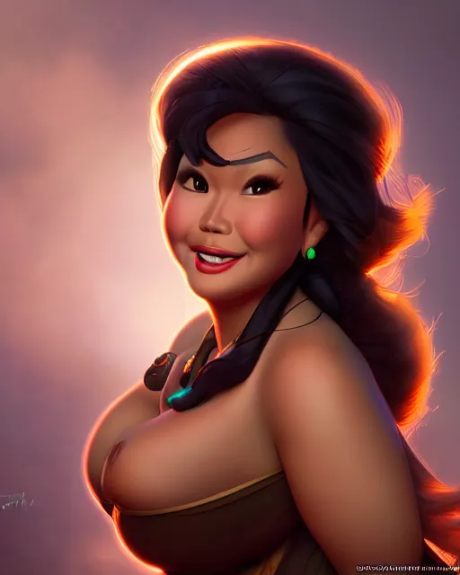 Image similar to charming curvy filipina woman character portrait, by don bluth, sci - fi environment, highly detailed, dynamic shadows, 4 k, wallpaper - 1 0 2 4