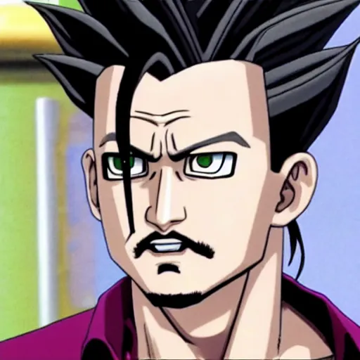 Image similar to a still of johnny depp as an animated version of himself in dragon ball z