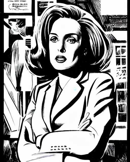 Prompt: a portrait of Dana Scully by Jack Kirby