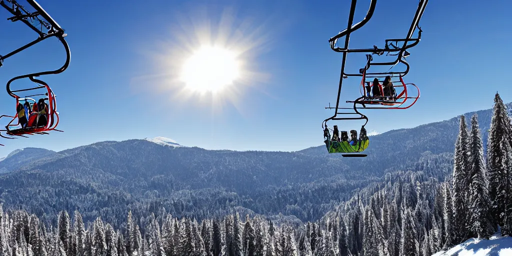 Image similar to chairlift, ski resort, mountainsat background, 4 k,