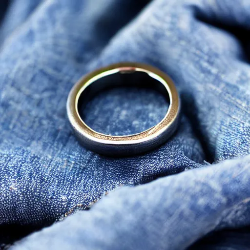 Image similar to a wedding ring made out of denim