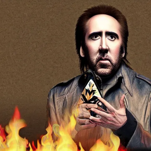 Image similar to Nicolas Cage as the cannabis pope