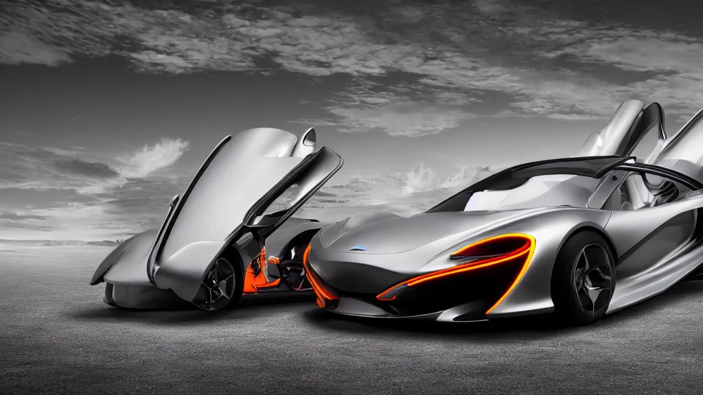 Image similar to photo of a mclaren scifi concept car, cinematic, fine details, symmetrical, 4 k