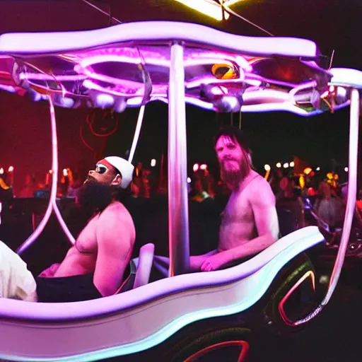 Image similar to death grips riding tilt - a - whirl at a carnival, mc ride, zach hill, andy morin, as ed binkley