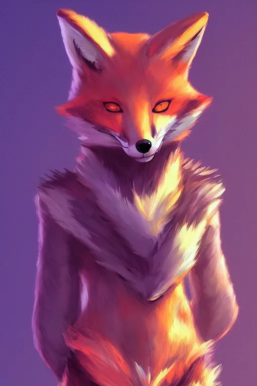 Image similar to a fox fursona, trending on artstation, by kawacy, furry art, digital art, cyberpunk, high quality, backlighting