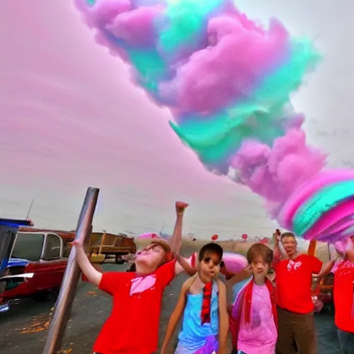 Prompt: a cotton candy tornado