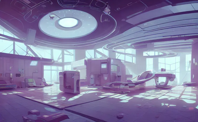 Prompt: Interior shot of a futuristic Hospital by Petros Afshar and Beeple, James Gilleard, Mark Ryden, Wolfgang Lettl highly detailed