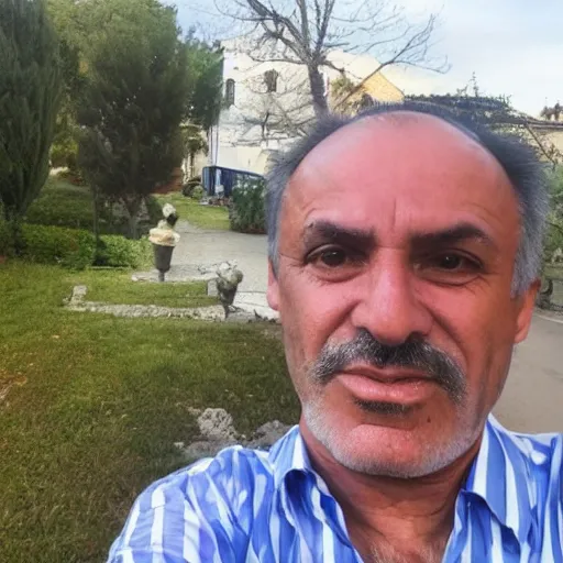 Prompt: my middle - aged italian uncle accidentally taking a selfie