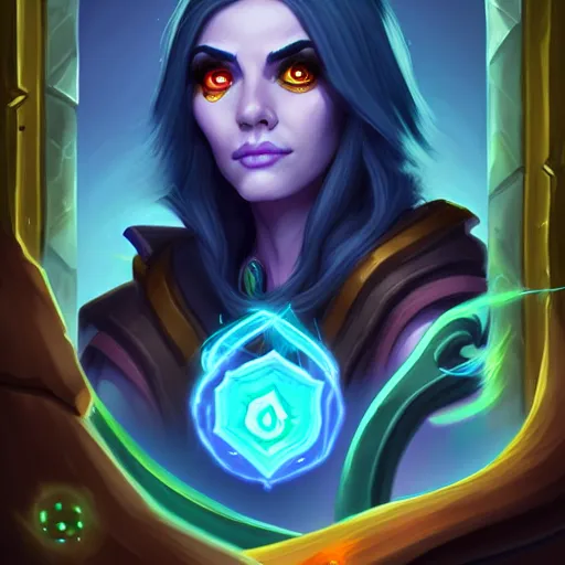 Image similar to Portrait of a sorceress, Hearthstone official trending art, exagerated accurate details, trending on MasterpieceStation in category 'Perfect eyes'