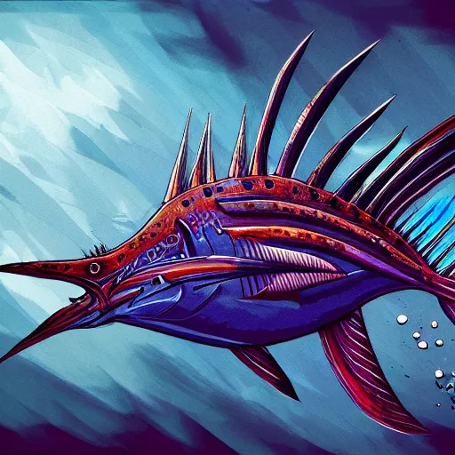 Image similar to zombified tribal sailfish, trending on artstation, ultra fine detailed, hyper detailed, hd, concept art, digital painting