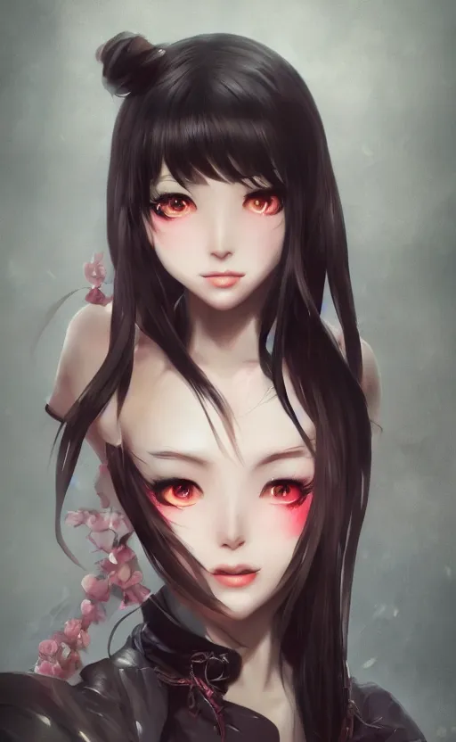 Image similar to kurumi from date alive portrait, dynamic lighting, photorealistic fantasy concept art, trending on art station, stunning visuals, creative, cinematic, ultra detailed