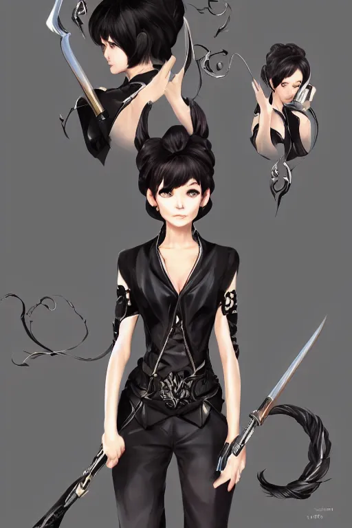 Image similar to Audrey Hepburn in a blade and soul spinoff artbook rendered by the artist Hyung tae Kim and Tin Brian Nguyen, trending on Artstation by Hyung tae Kim, artbook, Taran Fiddler and Tin Brian Nguyen