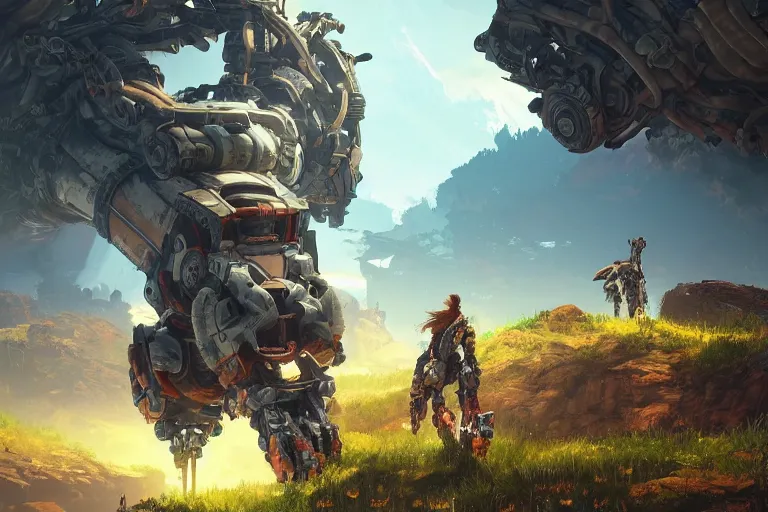 Image similar to burrower machine mecanical creature robot of horizon forbidden west horizon zero dawn radiating a glowing aura global illumination ray tracing hdr fanart arstation by ian pesty and alena aenami artworks in 4 k