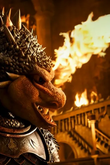 Prompt: very very intricate photorealistic photo of bowser in an episode of game of thrones, photo is in focus with detailed atmospheric lighting, award - winning details
