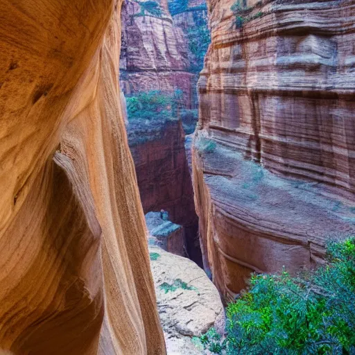 Prompt: A humongous canyon with temples etched into the walls of the canyon.