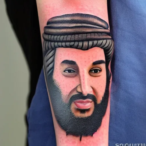 Image similar to a tattoo of a mohammed bin salman