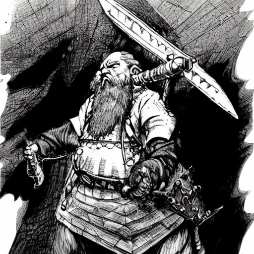 Image similar to “dnd dwarf, by takehiko inoue, manga”