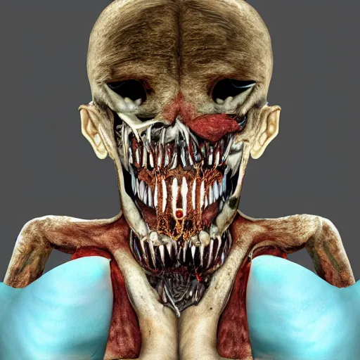 Prompt: body horror, rotten teeth