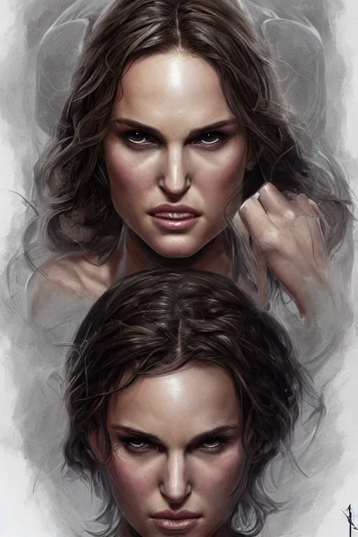 Image similar to muscled Natalie Portman as a ruggedly handsome hero, intricate, elegant, highly detailed, centered, digital painting, artstation, concept art, smooth, sharp focus, illustration, art by artgerm and donato giancola and Joseph Christian Leyendecker, Ross Tran, WLOP