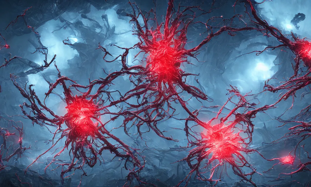 Image similar to A bloody red neurological network spanning across the galaxy,, realistic 4k octane beautifully detailed render, 4k post-processing, highly detailed, intricate complexity, epic composition, magical atmosphere, cinematic lighting, masterpiece, ultra hd