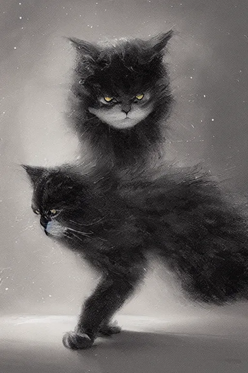 Image similar to of a british longhair cat wearing and act like a gangster in the night club, by greg rutkowski