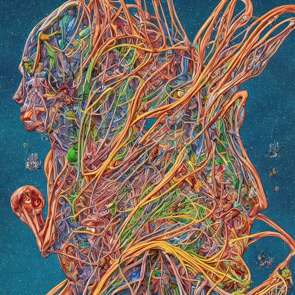 Image similar to anatomical and detailed depiction of colorful alien biology by santiago calatrava