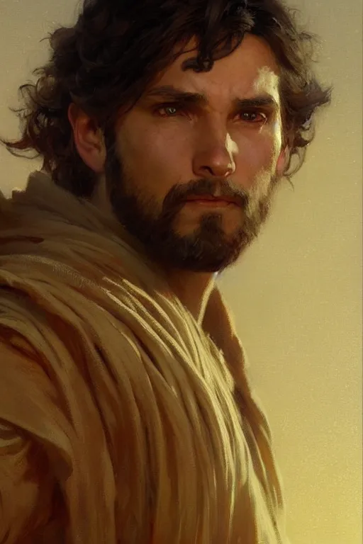 Image similar to detailed portrait of kenvin conroy dressed as jedi, painting by gaston bussiere, craig mullins, j. c. leyendecker