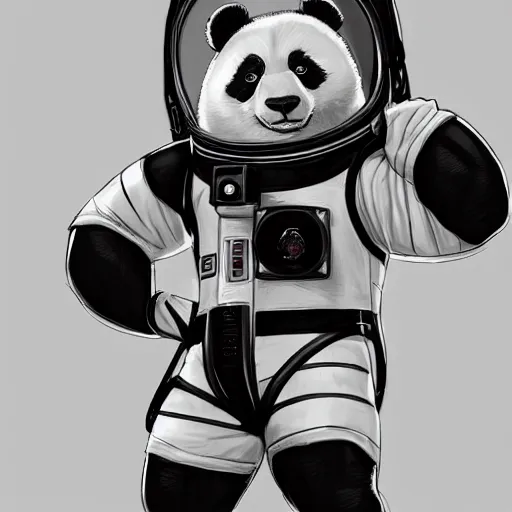 Prompt: a panda in a astronaut suit, 3d, sci-fi fantasy, intricate, elegant, highly detailed, lifelike, photorealistic, digital painting, artstation, illustration, concept art, sharp focus, art in the style of Shigenori Soejima