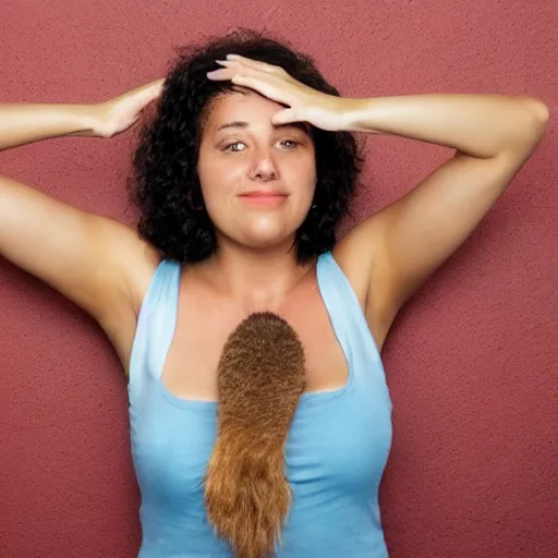 Image similar to woman with hands up and hairy armpits