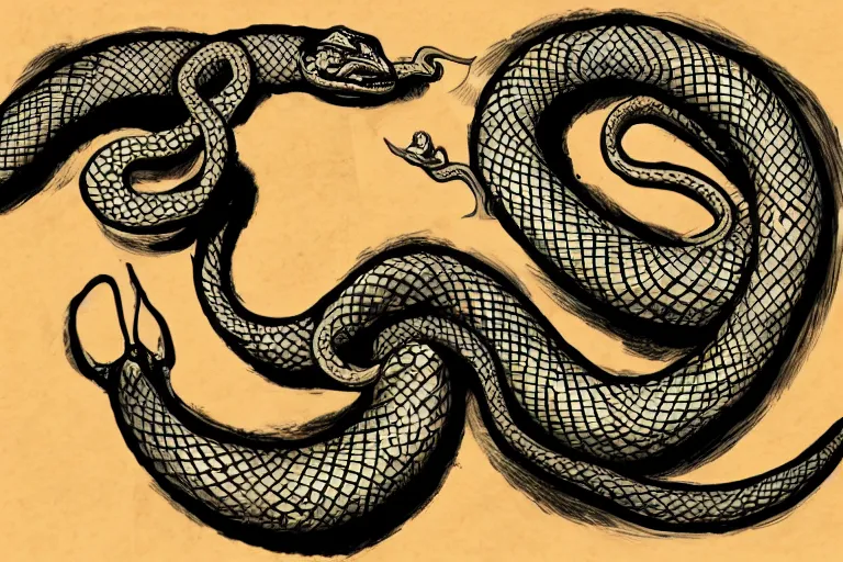 Prompt: Tattoo of a snake eating its own tail, digital art, 8k, UHD