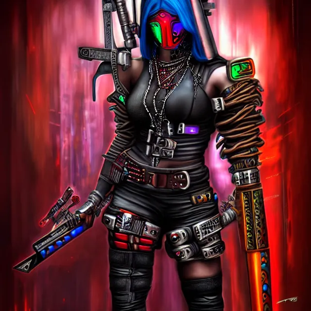 Image similar to cyberpunk harlequin warrior, highly detailed, 4 k, hdr, smooth, sharp focus, high resolution, award - winning photo, anne stokes, photorealistic