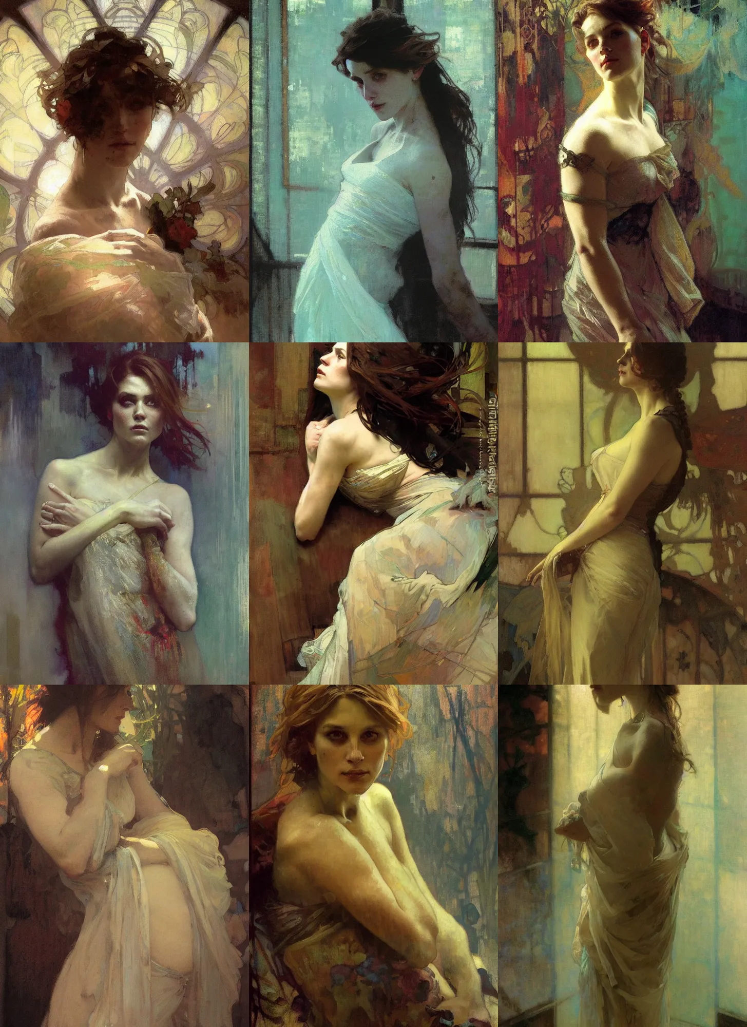 Prompt: a beautiful woman, by jeremy mann and alphonse mucha, dramatic lighting, ethereal