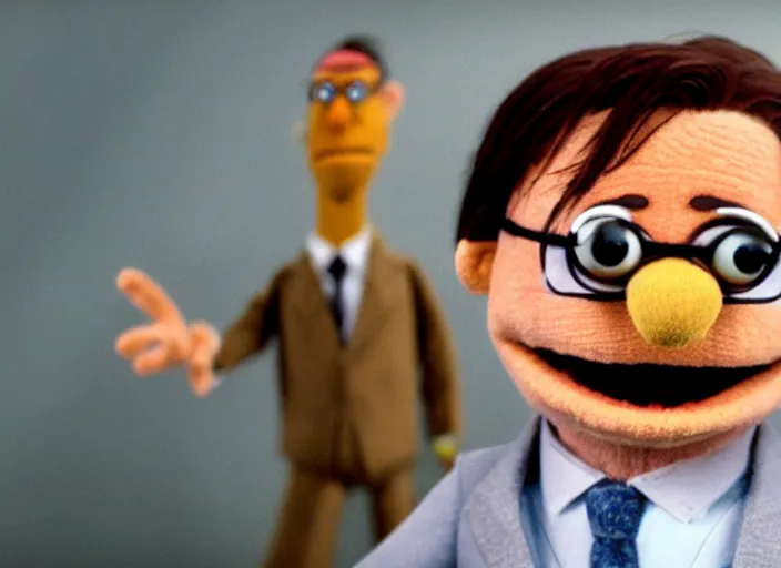 Image similar to film still of Dwight Schrute as a muppet from The Office, 4k