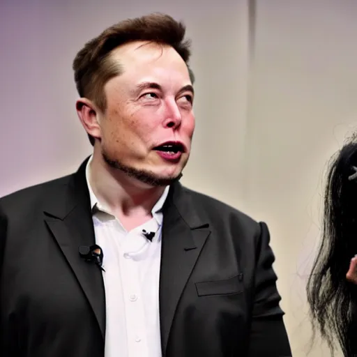 Image similar to elon musk arguing with grimes