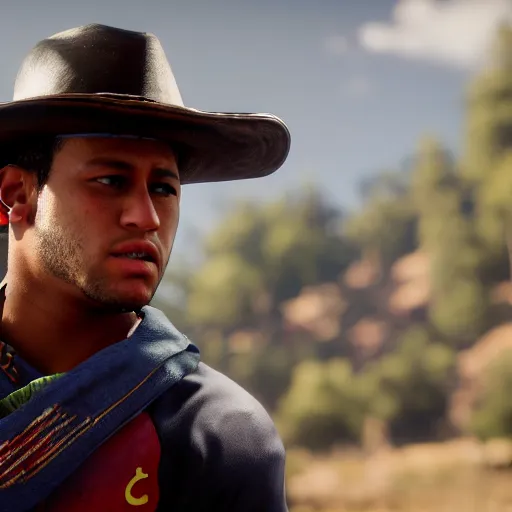 Prompt: Film still of Neymar, from Red Dead Redemption 2 (2018 video game), trending on artstation, artstationHD, artstationHQ