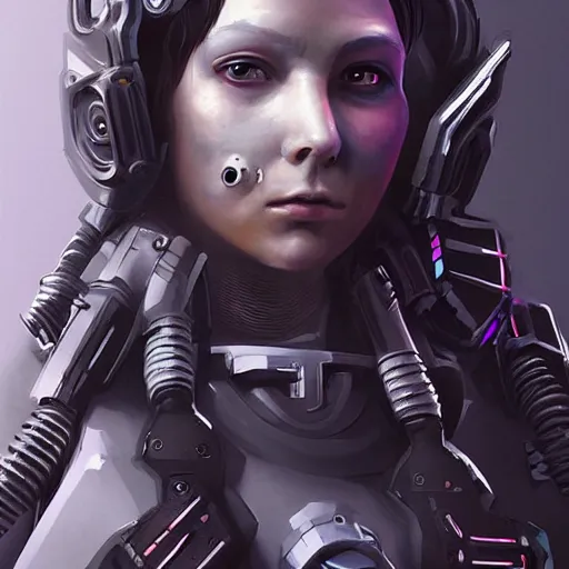 Image similar to “Concept art, hacker cyborg girl, artstation trending, highly detailed”