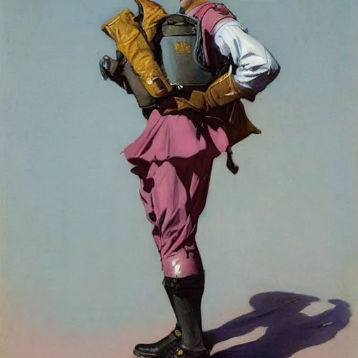 Image similar to pink foot soldier, by j. c. leyendecker