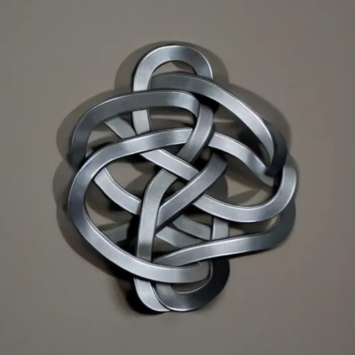 Image similar to a metal sculpture of the best knot from knot theory