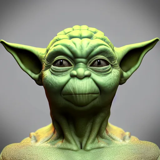 Image similar to “ baby yoda head on the body of brock lesnar, hiperrealist, photorealist, unreal engine 5, 4 k uhd ”