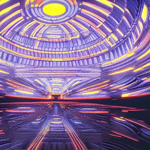 Prompt: 35mm film still blade runner set on Mars in an neon city, domes made of glas by Alex grey