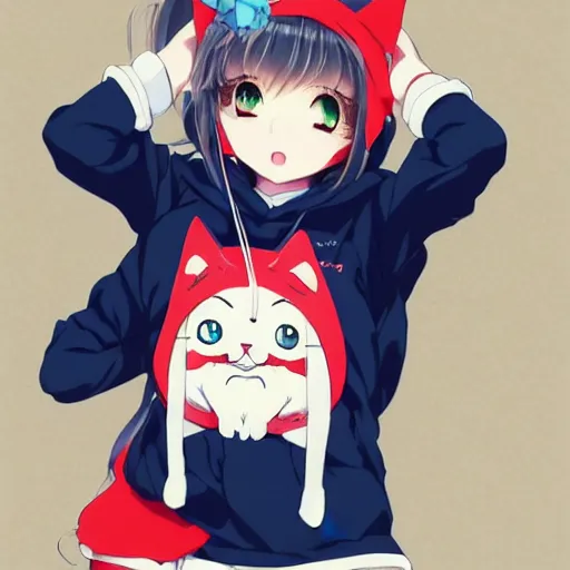 Anime girl cat hoodie HD wallpapers  Pxfuel