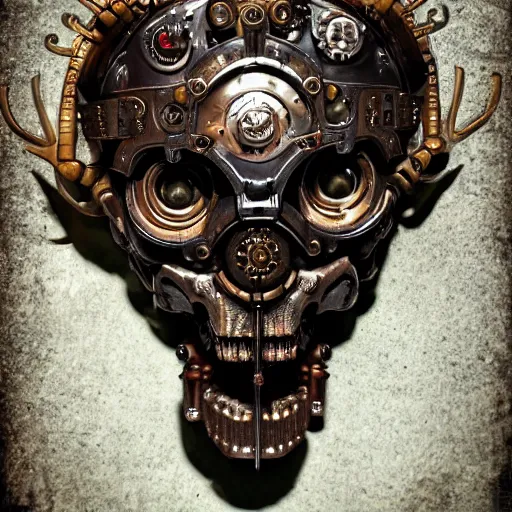 Prompt: steampunk death god, ultra detailed, up close, portrait, metal, maximalist