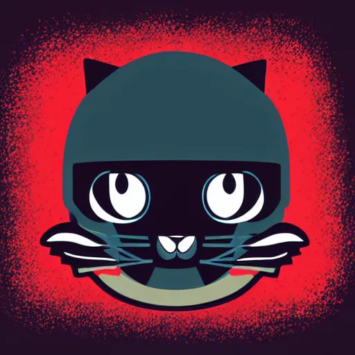 Image similar to a simplified vector based illustration about a kitten with a cosmonaut helmet, style of Akira motion movie, space colors, smooth and clean vector curves, no jagged lines, vinyl cut ready