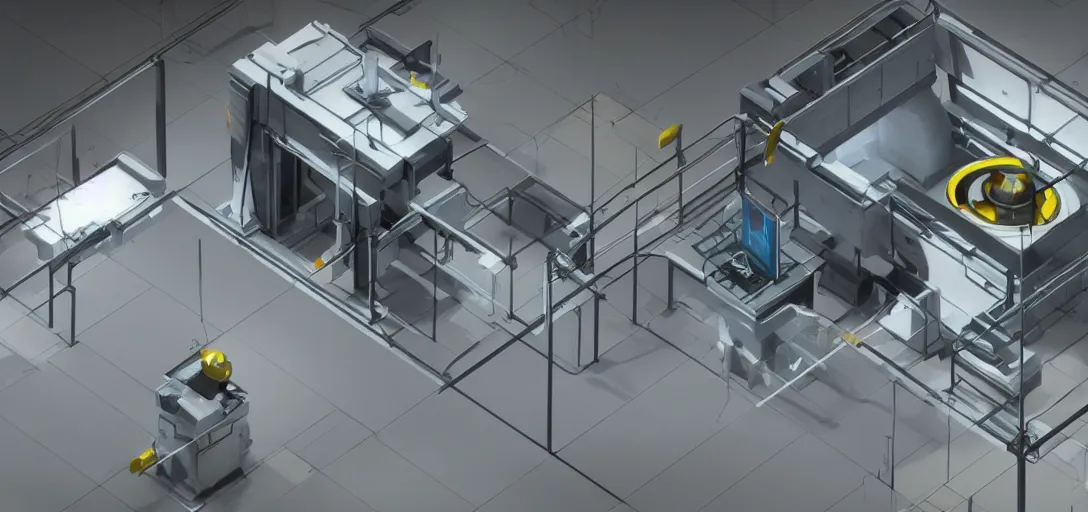 Prompt: Isometric 3d high octane render of a test chamber from Portal 2 Game