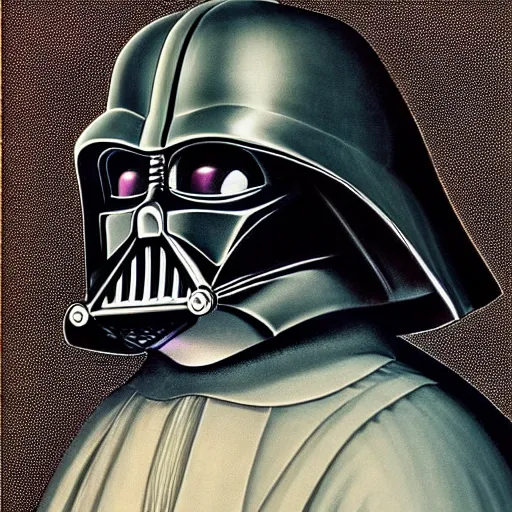 Image similar to highly detailed portrait of darth vader in the style by hieronymus bosch