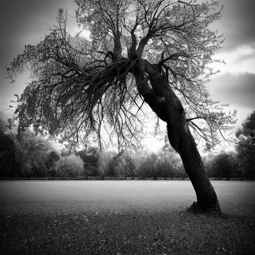 Prompt: a withered tree, award winning black and white photography