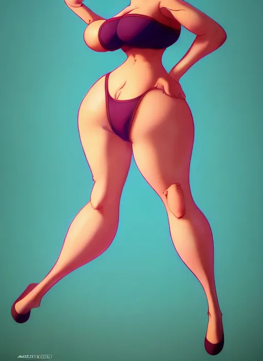 Prompt: the protagonist's mother, jolly, zaftig figure, plump, 1 9 8 0 s fashion tastes, artgerm, artstation trending, archie comics and don bluth animation, quixel megascan, digital 2 d, painterly style, flat illustration, high contrast