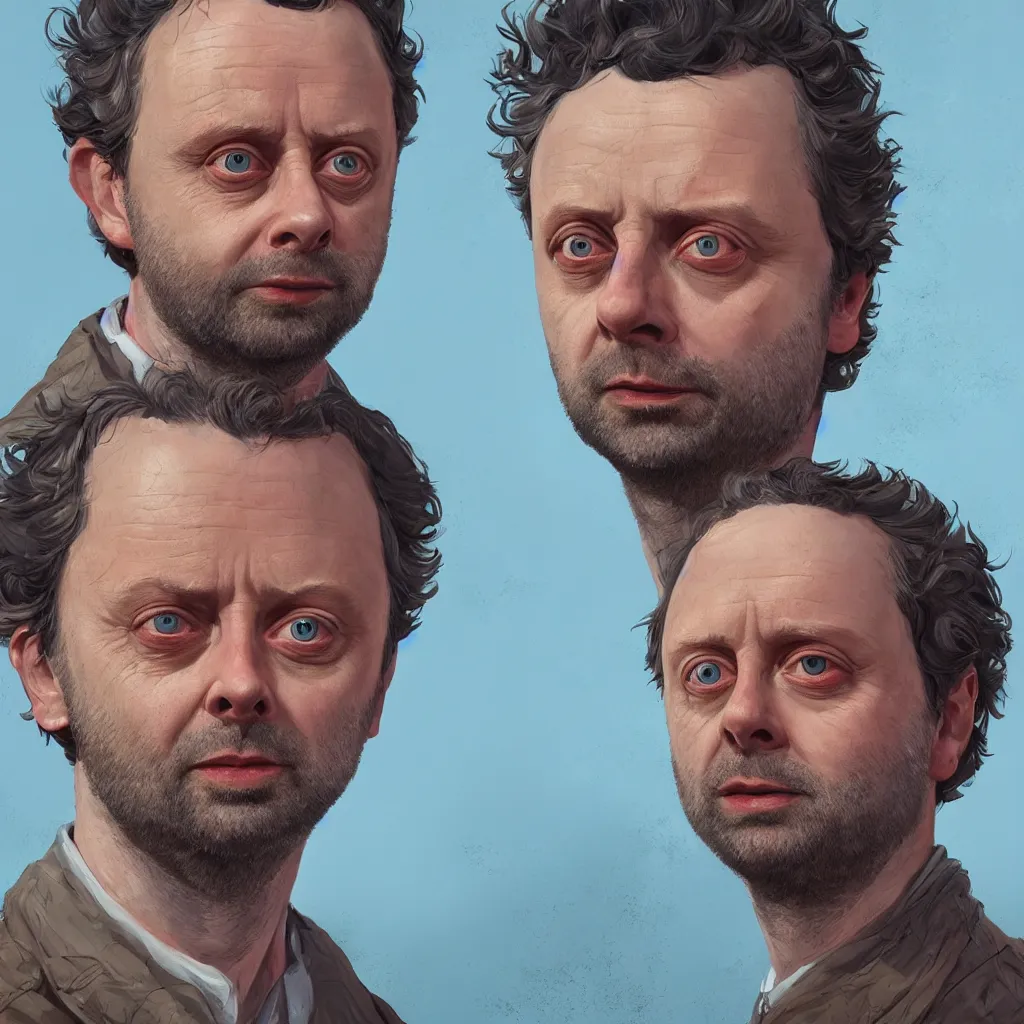 Prompt: close up portrait of michael sheen, highly detailed, digital painting, artstation, concept art, illustration, art by simon stalenhag