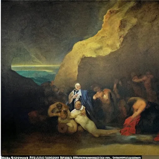 Prompt: elon musk losing everything, a fresco by francisco goya